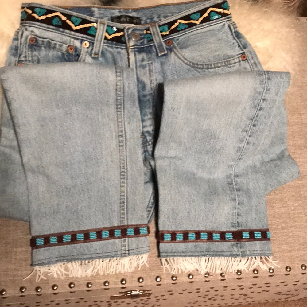 Bebe beaded sequin Levi 501 jeans - Picture 7 of 11